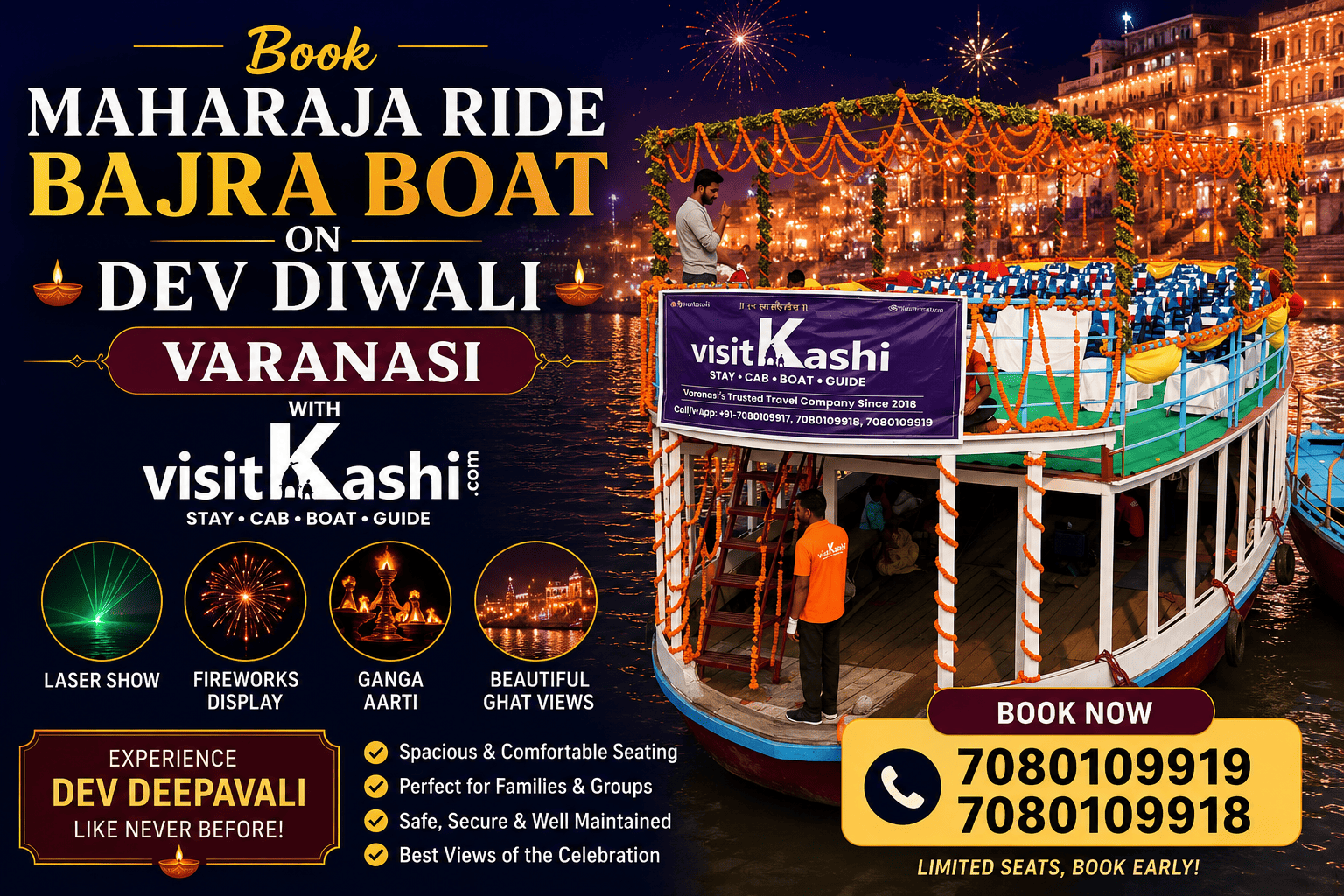Dev Diwali Bajra Boat Booking in Varanasi – boat ride in Varanasi